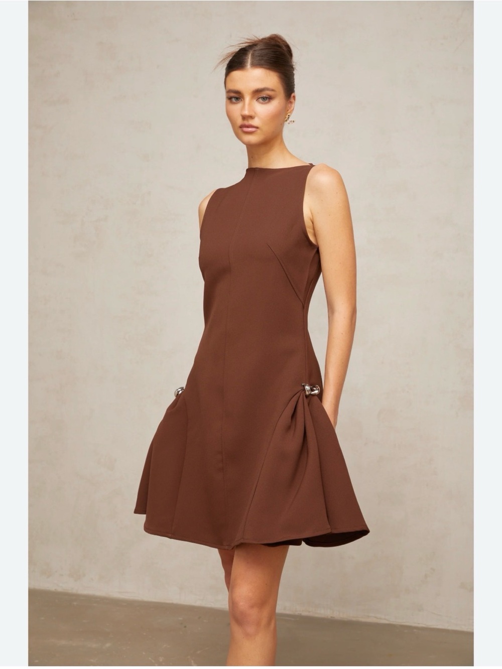 Miss Rosier Asymmetrical-Neck Puff mini dress-Sz M